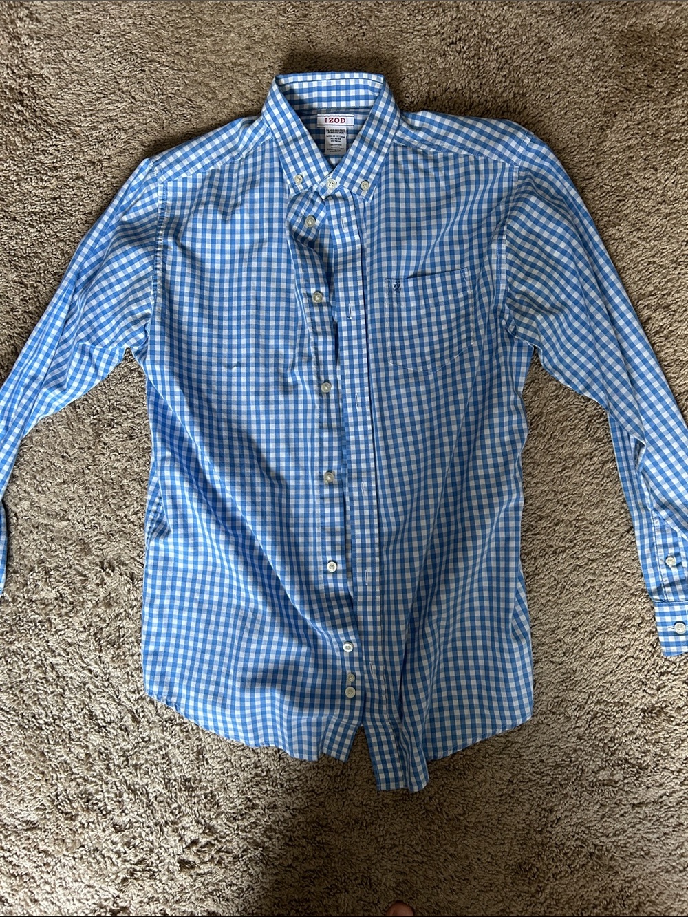 IZOD Light Blue & White Gingham Button-Down Shirt